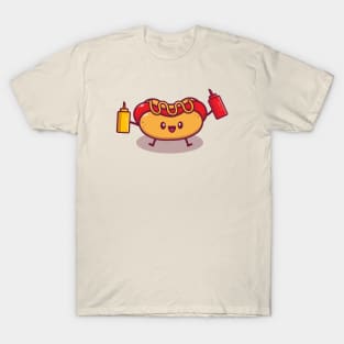 Cut Hot Dog Holding Mustard And Sauce T-Shirt